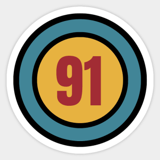 The Number 91 - ninety one - ninety first - 91st Sticker